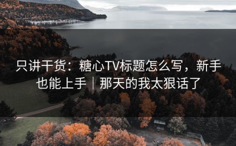只讲干货：糖心TV标题怎么写，新手也能上手｜那天的我太狠话了