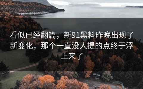 看似已经翻篇，新91黑料昨晚出现了新变化，那个一直没人提的点终于浮上来了