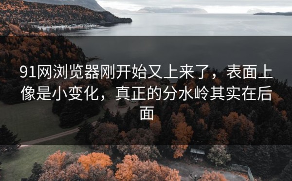 91网浏览器刚开始又上来了，表面上像是小变化，真正的分水岭其实在后面