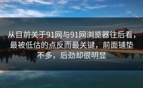 从目前关于91网与91网浏览器往后看，最被低估的点反而最关键，前面铺垫不多，后劲却很明显