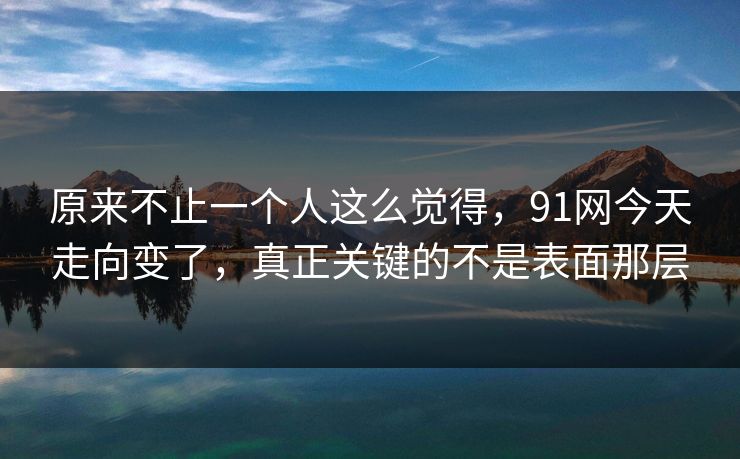 原来不止一个人这么觉得，91网今天走向变了，真正关键的不是表面那层