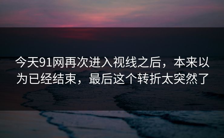 今天91网再次进入视线之后，本来以为已经结束，最后这个转折太突然了