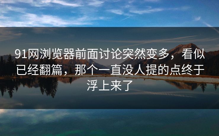 91网浏览器前面讨论突然变多，看似已经翻篇，那个一直没人提的点终于浮上来了