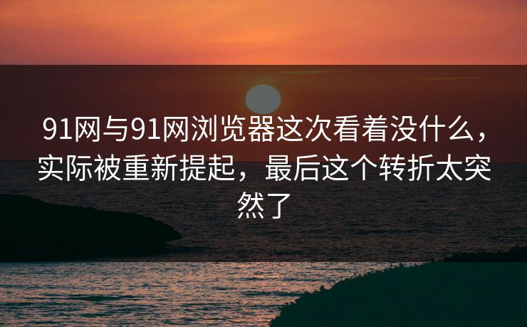 91网与91网浏览器这次看着没什么，实际被重新提起，最后这个转折太突然了