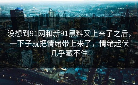 没想到91网和新91黑料又上来了之后，一下子就把情绪带上来了，情绪起伏几乎藏不住