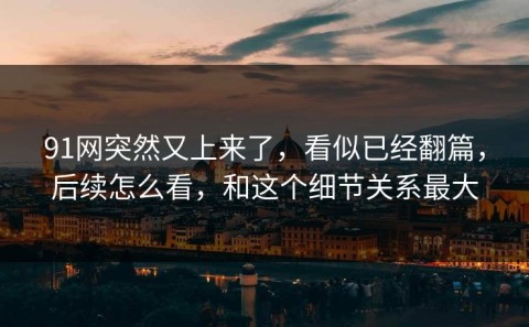91网突然又上来了，看似已经翻篇，后续怎么看，和这个细节关系最大