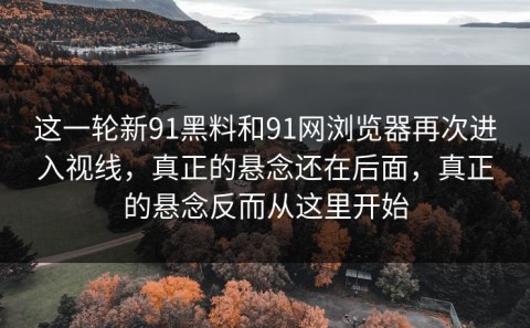 这一轮新91黑料和91网浏览器再次进入视线，真正的悬念还在后面，真正的悬念反而从这里开始